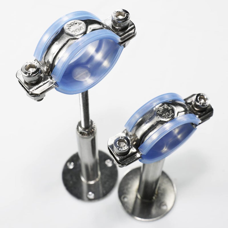 AKIHISA 2 Pcs 304 Stainless Steel Pipe Supports, Wall Mount Ceiling Mount Pipe Hanger, Pipe Holder for OD Pipe 38-40MM Adjustable Height Range 100-200mm - Image 5